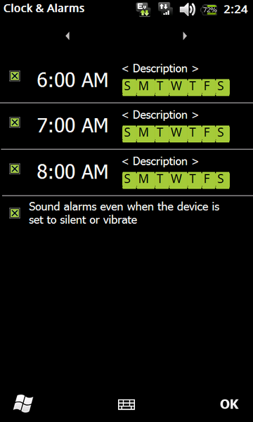 ScreenShot alarm menu