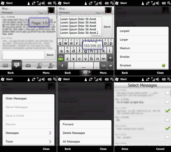 HTC Messaging Screen slide 1 and 2