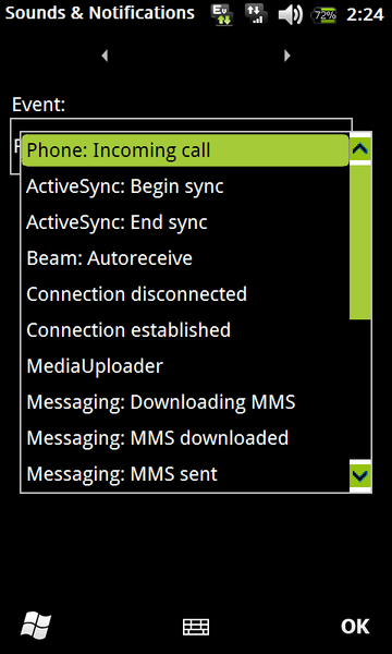 ScreenShot menu example